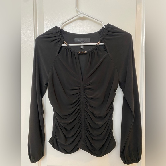 WHBM Long Sleeve Ruched Chain Matte Jersey Top - Picture 5 of 8